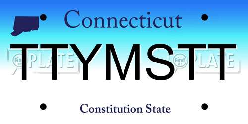 TTYMSTT Connecticut License Plate