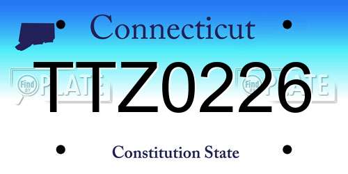 TTZ0226 Connecticut License Plate