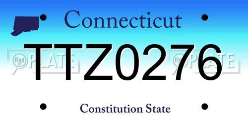 TTZ0276 Connecticut License Plate