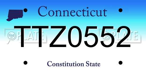 TTZ0552 Connecticut License Plate