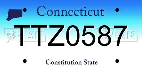 TTZ0587 Connecticut License Plate