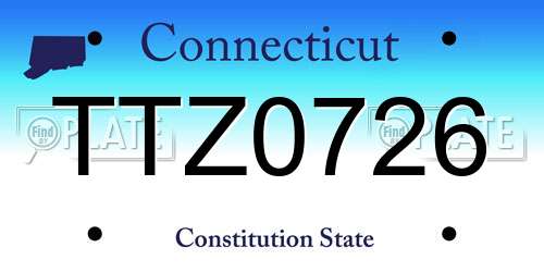 TTZ0726 Connecticut License Plate