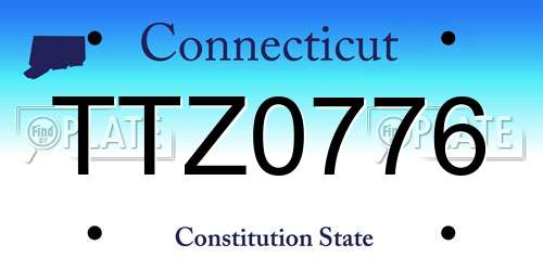 TTZ0776 Connecticut License Plate
