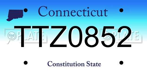 TTZ0852 Connecticut License Plate