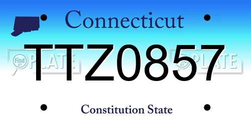 TTZ0857 Connecticut License Plate