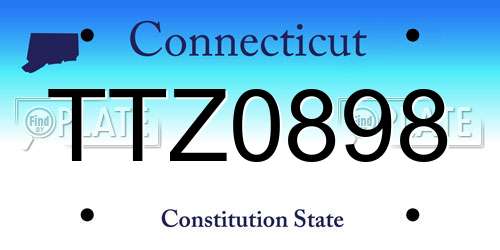 TTZ0898 Connecticut License Plate
