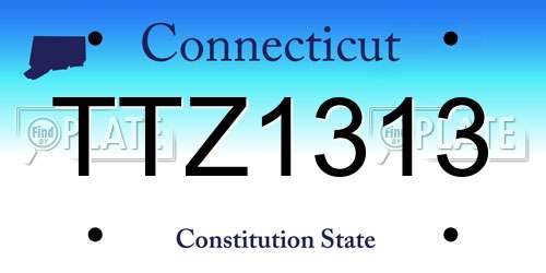 TTZ1313 Connecticut License Plate