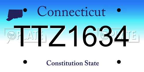 TTZ1634 Connecticut License Plate