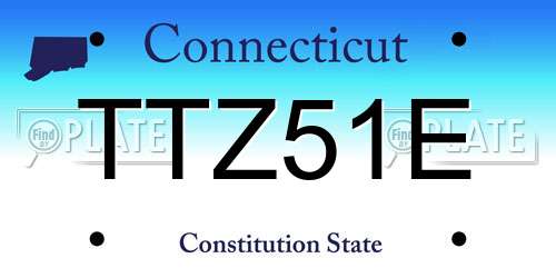 TTZ51E Connecticut License Plate