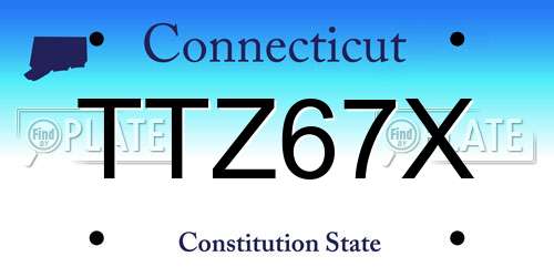 TTZ67X Connecticut License Plate