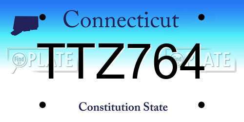 TTZ764 Connecticut License Plate