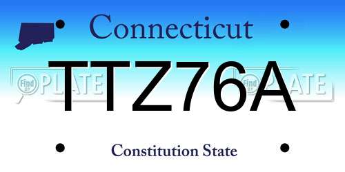 TTZ76A Connecticut License Plate