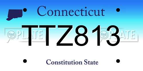 TTZ813 Connecticut License Plate