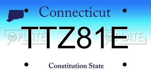 TTZ81E Connecticut License Plate