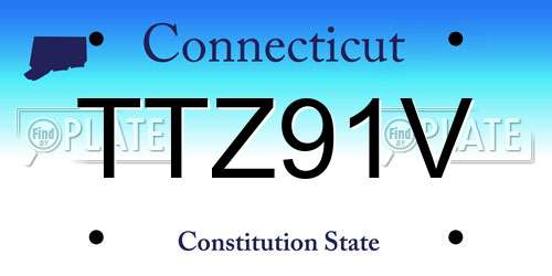 TTZ91V Connecticut License Plate