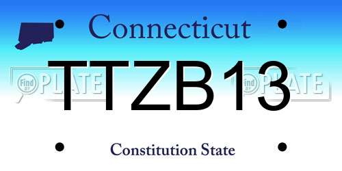 TTZB13 Connecticut License Plate