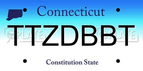 TTZDBBT Connecticut License Plate