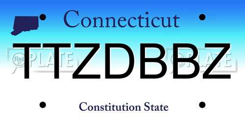 TTZDBBZ Connecticut License Plate