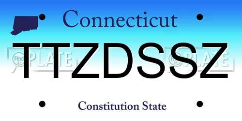 TTZDSSZ Connecticut License Plate