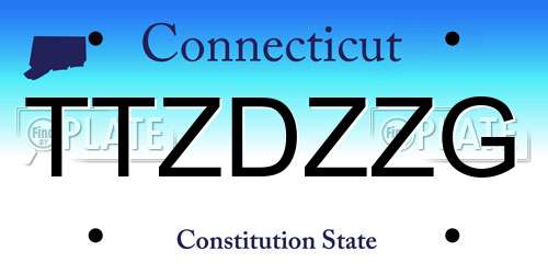 TTZDZZG Connecticut License Plate