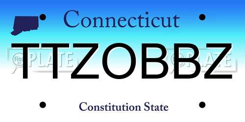 TTZOBBZ Connecticut License Plate