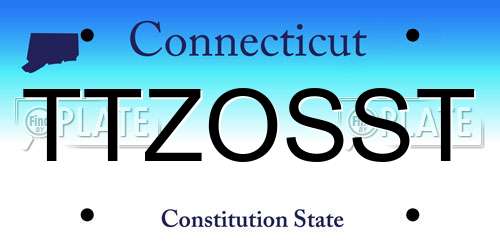 TTZOSST Connecticut License Plate