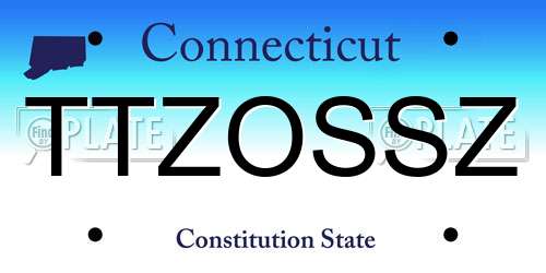 TTZOSSZ Connecticut License Plate