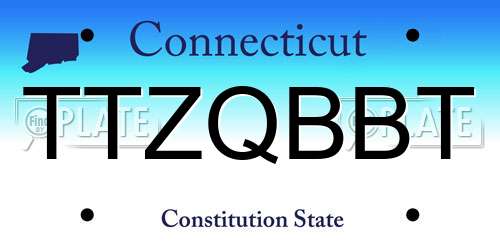 TTZQBBT Connecticut License Plate