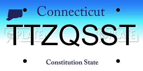 TTZQSST Connecticut License Plate