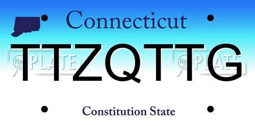 TTZQTTG Connecticut License Plate
