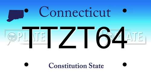 TTZT64 Connecticut License Plate