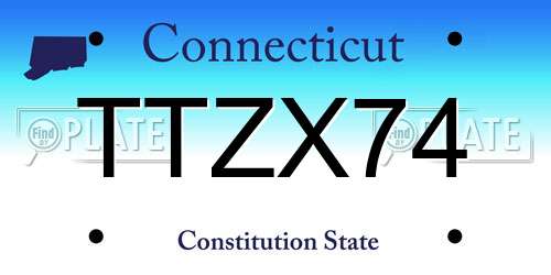 TTZX74 Connecticut License Plate