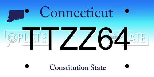 TTZZ64 Connecticut License Plate