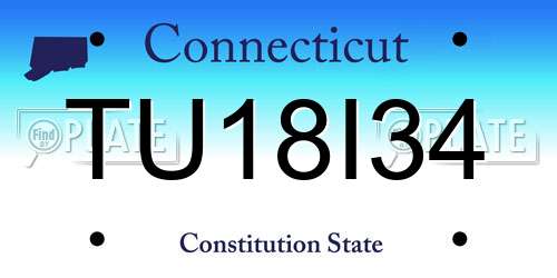 TU18I34 Connecticut License Plate