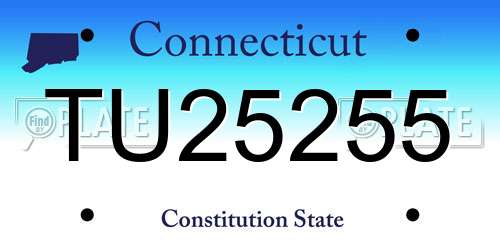 TU25255 Connecticut License Plate