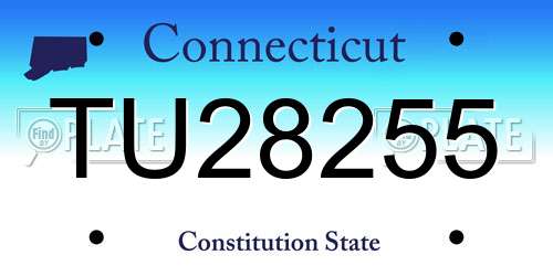 TU28255 Connecticut License Plate