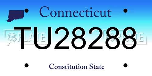 TU28288 Connecticut License Plate