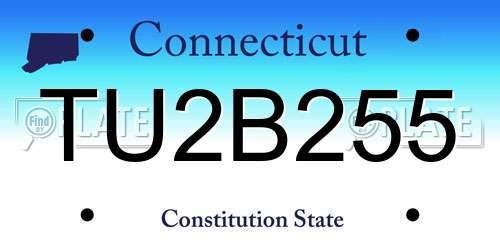 TU2B255 Connecticut License Plate