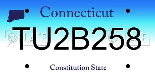 TU2B258 Connecticut License Plate