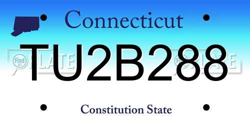 TU2B288 Connecticut License Plate