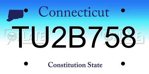 TU2B758 Connecticut License Plate
