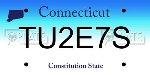 TU2E7S Connecticut License Plate