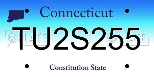 TU2S255 Connecticut License Plate