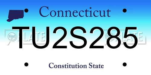 TU2S285 Connecticut License Plate