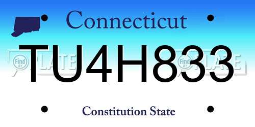 TU4H833 Connecticut License Plate