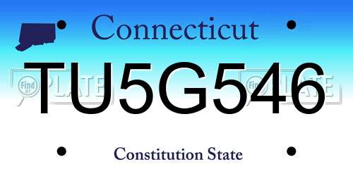 TU5G546 Connecticut License Plate