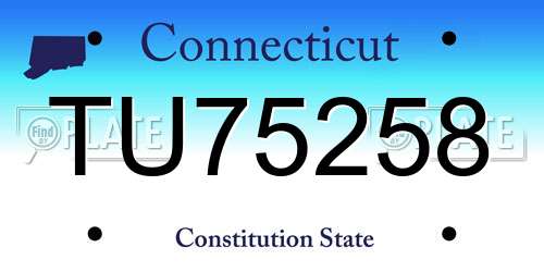 TU75258 Connecticut License Plate