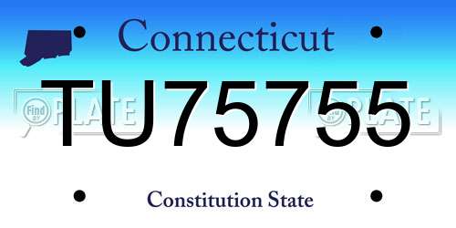 TU75755 Connecticut License Plate