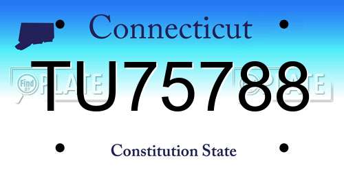 TU75788 Connecticut License Plate