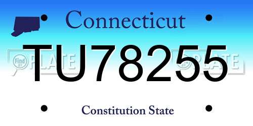 TU78255 Connecticut License Plate